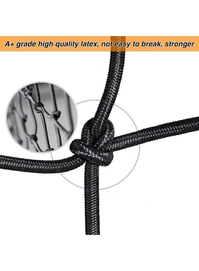 1 Pack Motorcycle Cargo Net Heavy Duty Stretchable Elastic Bungee Net with 6 Adjustable Metal Hooks Thick 3x3 Small Mesh 15.7x15.7 Stretches to 31.5x31.5 Helmet Luggage Storage for Bike, Moped,  ATV Quad, Canoe - Image 5