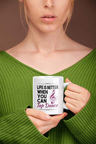 Casitika Life Is Better When You Can Tap Dance. 11 oz Dancing Instructor or Student Mug. Cup for Dancer featuring a Musical Treble. - Image 3