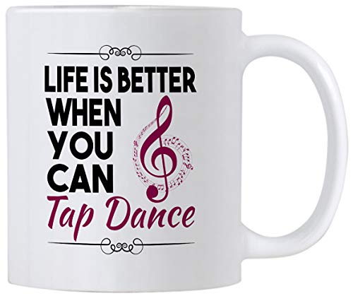 Casitika Life Is Better When You Can Tap Dance. 11 oz Dancing Instructor or Student Mug. Cup for Dancer featuring a Musical Treble. - Image 1