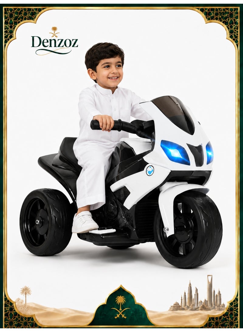 دنزوز Kids Electric Electric Motor Motorcycle 6V بطارية على دراجة نارية مع مصابيح أمامية LED. - Image 1