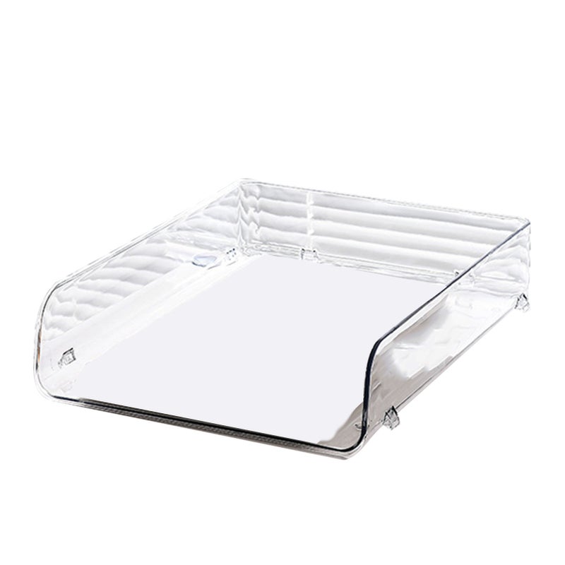 A4 Paper Storage Box Stackable Plastic Large Opening Single Layer Desktop File Organizer for Office Transparent 26.5x33x7.5cm/10.4x13.0x3.0in - Image 1