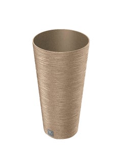 Prosperplast Furu Slim Eco Wood Plastic Flower Pot with Insert Brown and Black 15.5 L  - Image 1