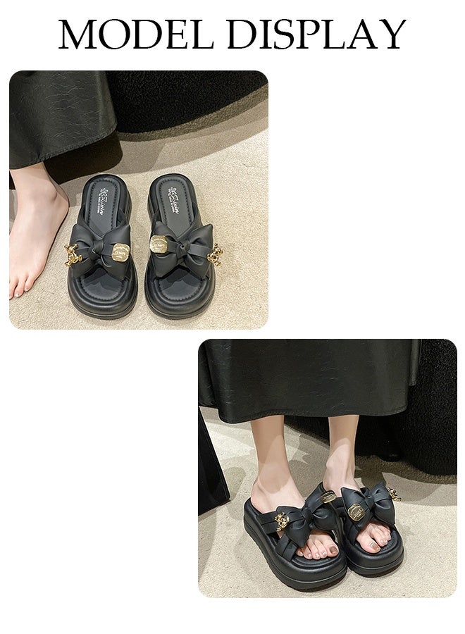 DUNISO Women's Summer Walking Sandals Air Cushion Support Platform Open Tole Slippers Comfortable Casual Wedge Sandals with Non-slip Soles Thick Sole Beach Slippers Indoor and Outdoor  - Image 5