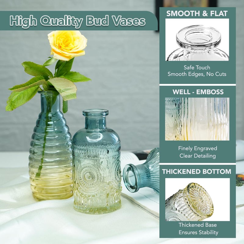 Ekhasa Nostrae by 100% Crystal Clear Glass Bud Vases Flower Pots for Home Decor (Set of 3) | Center Table Mini Decorative Items | Transparent Glass Vase for Plants | Planters for Indoor Plants - Image 2
