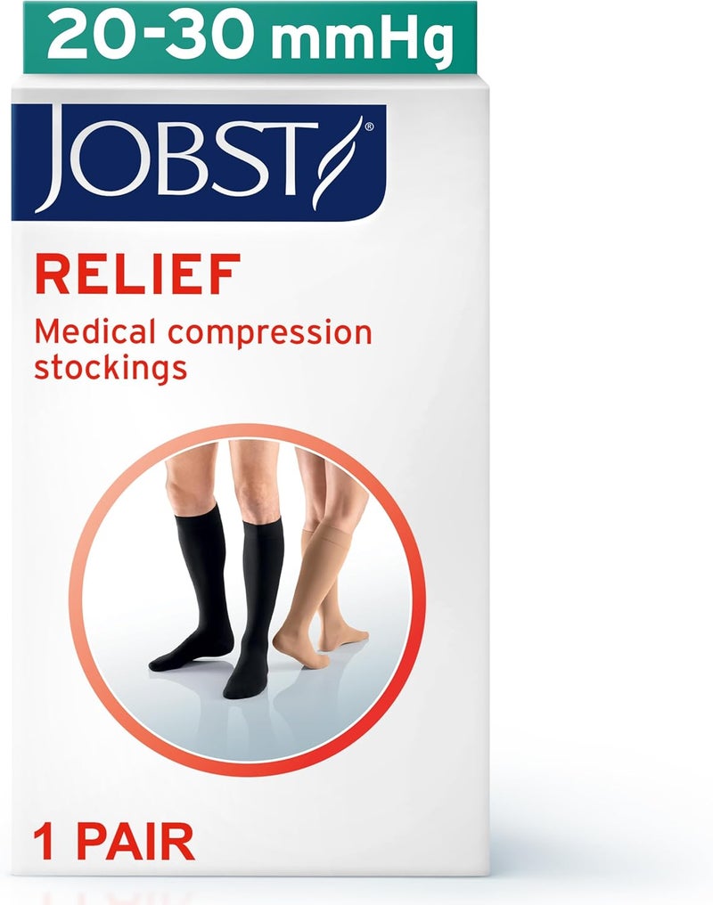 JOBST Relief 20-30mmHg Compression Stockings with Silicone Dot Band, Knee High, Closed Toe, Beige, Medium - Image 2