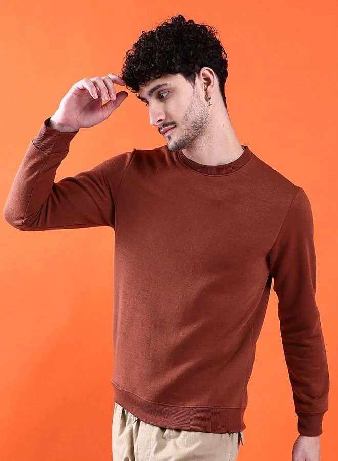 The Indian Garage Co  The Indian Garage Co Men Regular Fit Solid Crew Neck Full Sleeves Sweatshirt  | Best Price UAE