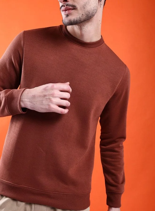 The Indian Garage Co  The Indian Garage Co Men Regular Fit Solid Crew Neck Full Sleeves Sweatshirt  | Best Price UAE