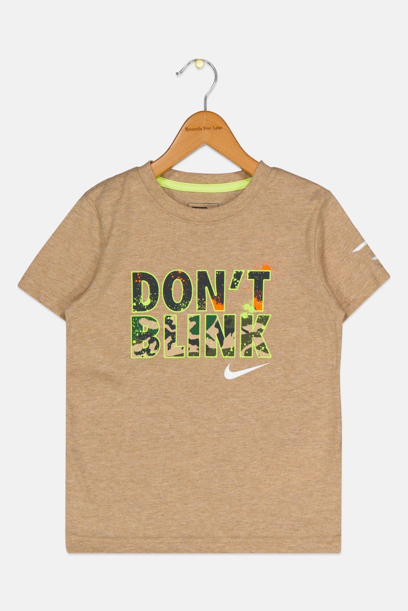 Nike 3Brand by Russell Wilson Kids Boy Short Sleeve Training T-Shirt, Tan - Image 1
