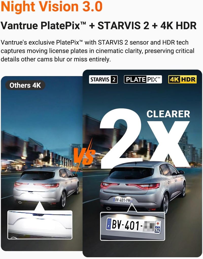 Vantrue N4 Pro S 4K 3 Channel Dash Cam with Triple STARVIS 2 Technology - Image 3