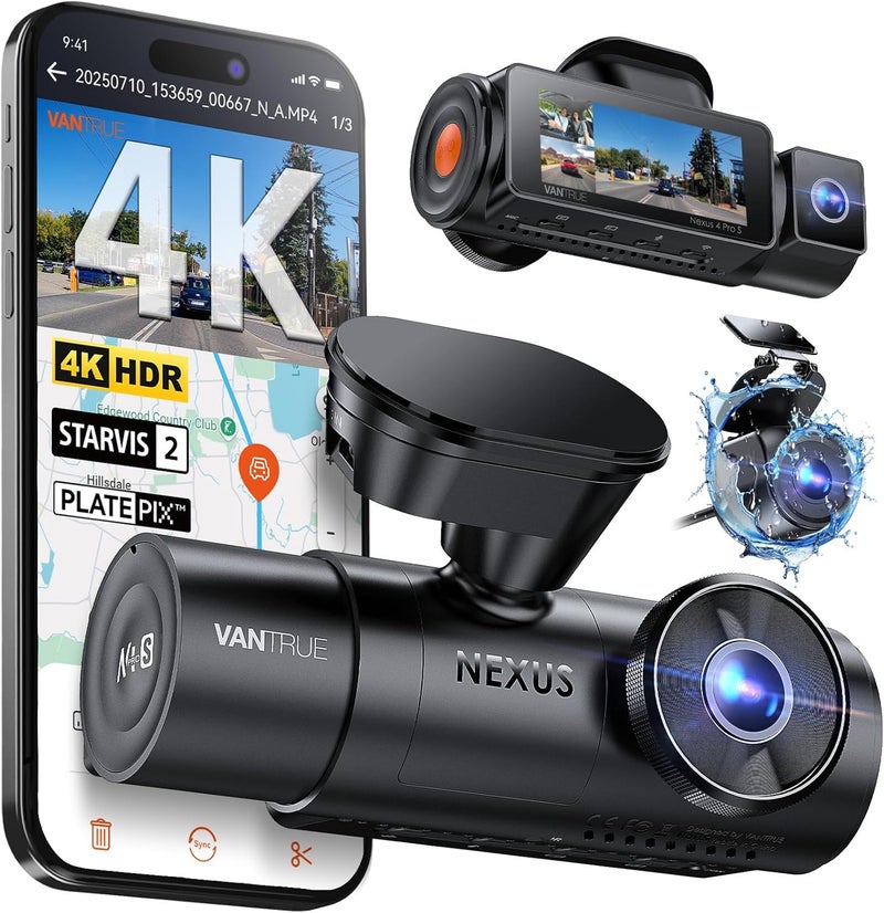 Vantrue N4 Pro S 4K 3 Channel Dash Cam with Triple STARVIS 2 Technology - Image 1