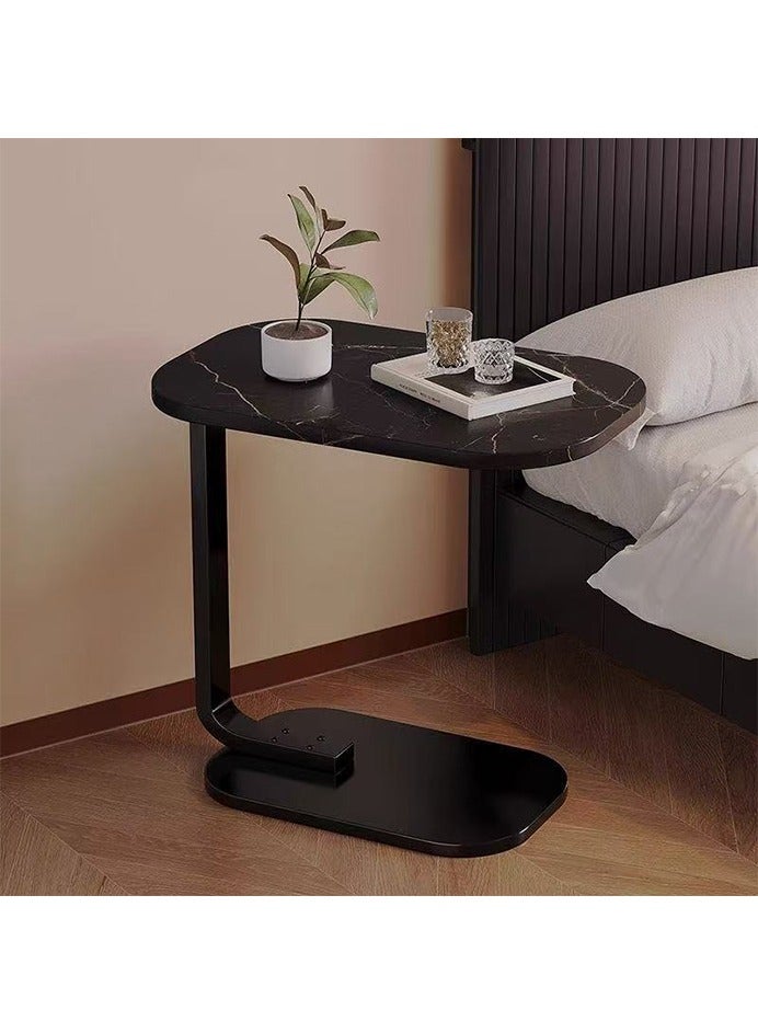 SILVER GERMANY C Shaped Side Table, Coffee Table, End Table Under Sofa Living Room Table Snack Laptop Holder Stable Metal Frame for Bedroom Office Sofa Bed Side Table, Easy to assemble - Image 2