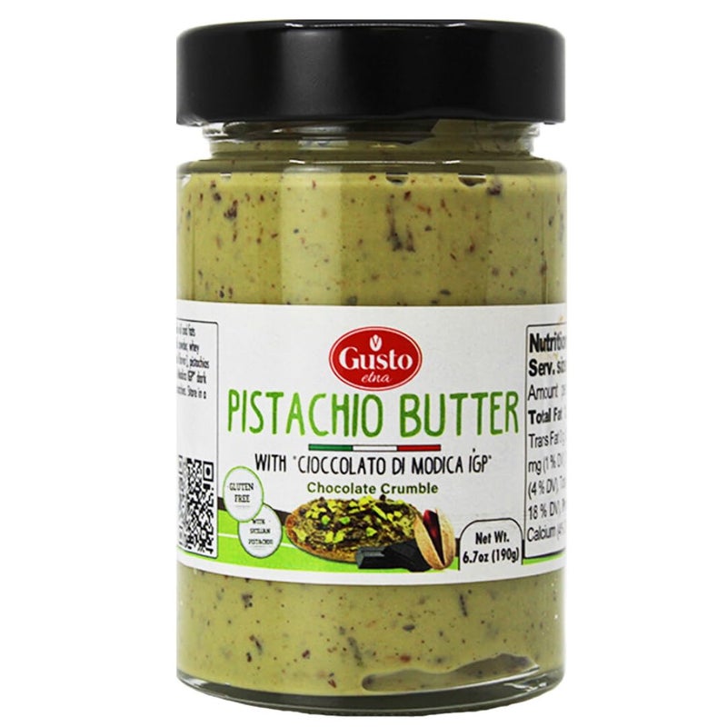 GUSTO ETNA Pistachio ButterSpreadable Cream with Chocolate Chips 67 oz 190g Rich  Nutty Spread for Knafeh Pistachio Chocolate Bars Sweet Pistachio 28 Pistachios From Italy Non GMO - Image 3