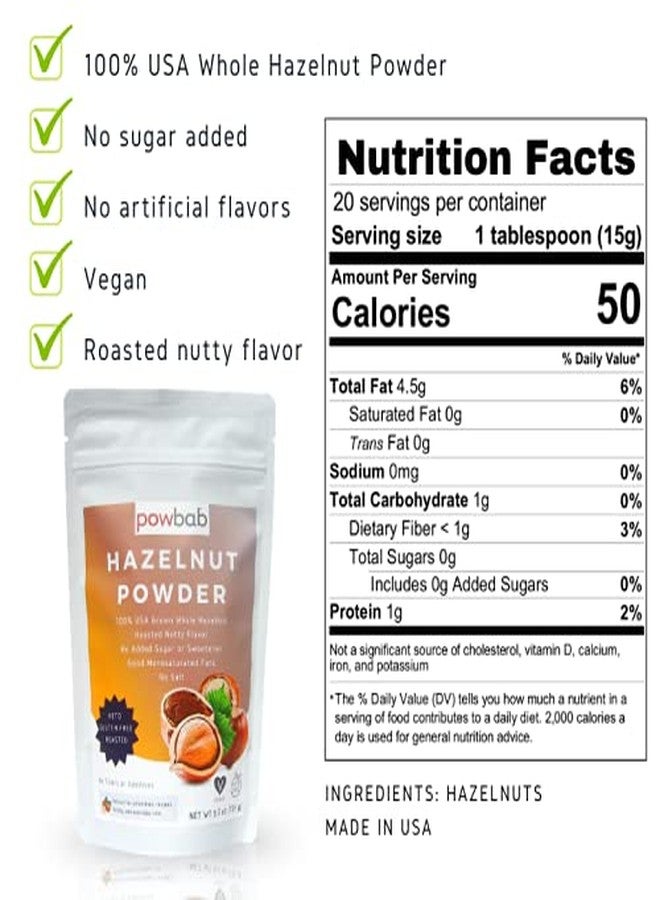 powbab Hazelnut Powder - 100% USA Grown Roasted Hazelnut Meal Flour. Roasted Nutty Flavor, Not Raw. Whole Food: Finely Ground Hazelnut Flour for Baking. No Added Sugar or Fillers. Gluten Free (5.5 Oz) - Image 5