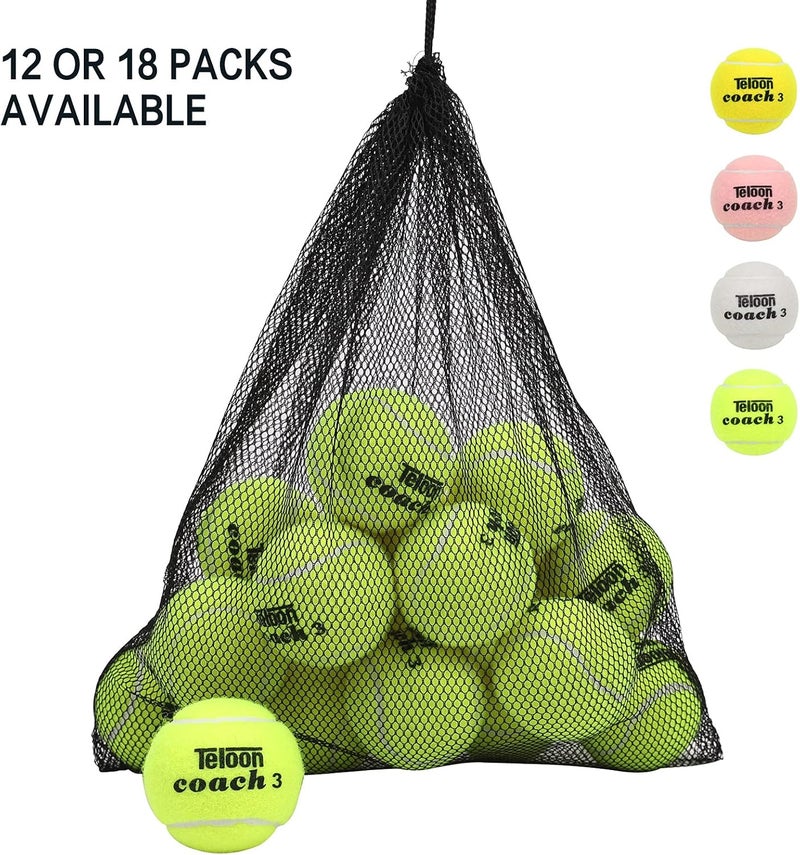 Teloon Pressure Training Tennis Balls-12 or 18 Count-Mesh Carry Bag，4 Colors Available，Pressureless Training Exercise Tennis Balls for Beginners. - Image 2