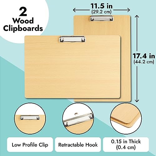 Paper Junkie Extra-Large Legal-Size Wooden Clipboard - Clipboard, Retractable Hook - Surface for Drawing Wooden Board - Multi-Orientation Legal Paper Support - 2-Pack,11.5 x 17.4 in - Image 4