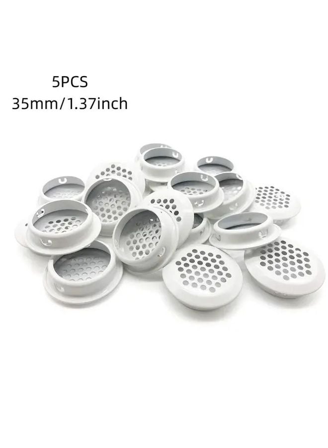 5Pcs 35mm White Convex Stainless Steel Ventilation Grilles Rustproof Louver Covers - Image 1