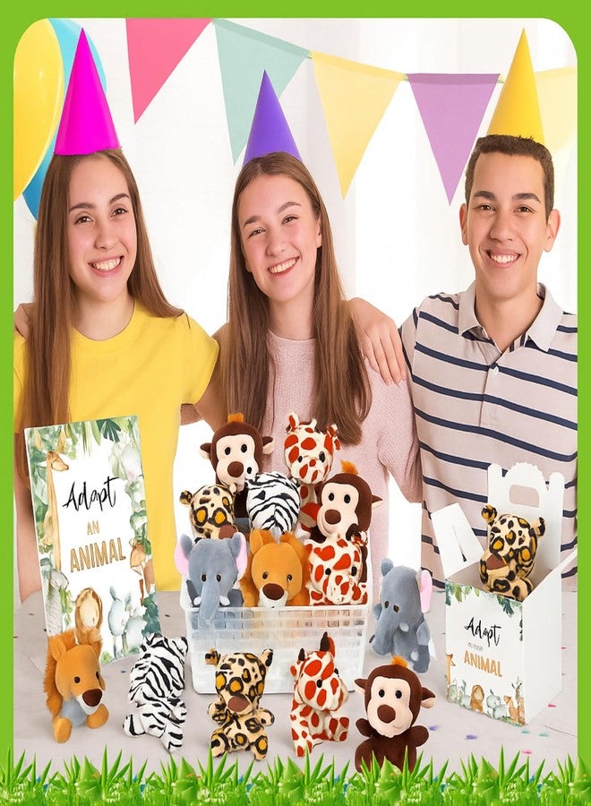 Vinsot 39 Pcs Mini Safari Stuffed Animals Set Adopt an Animal Favors 18 Small Jungle Forest Animal Plush Toys 18 Kraft Paper Boxes Acrylic Sign Plastic Basket for Birthday Supplies Gifts - Image 5