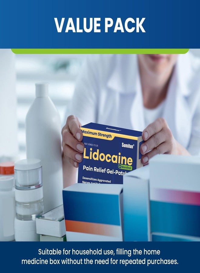 Sumifun Lidocaine Pain Relief Patches - Fast, Targeted Therapy Simple Backache, Soreness, Sprain, Joint Pain with Maximum Strength 4% Lidocaine and 1% Menthol (Large, Count, 25) - Image 4