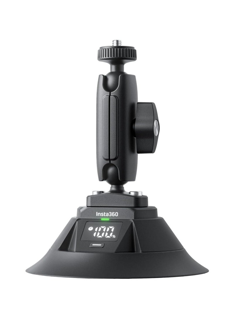 Insta360 حامل كوب شفط كهربائي | حامل كاميرا أكشن للسيارة مع رأس كروي مزدوج قابل للتعديل لقيادة الطرق الوعرة، شفط تلقائي، مراقبة الشفط وعمر البطارية، لقطات من منظور ثالث في لعبة GTA - Image 1