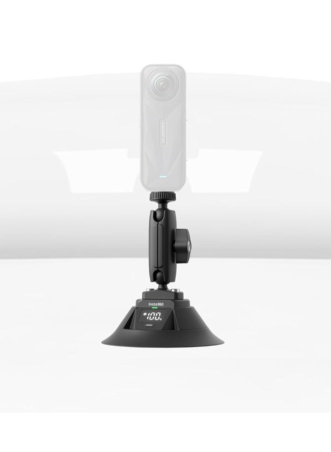 Insta360 حامل كوب شفط كهربائي | حامل كاميرا أكشن للسيارة مع رأس كروي مزدوج قابل للتعديل لقيادة الطرق الوعرة، شفط تلقائي، مراقبة الشفط وعمر البطارية، لقطات من منظور ثالث في لعبة GTA - Image 2