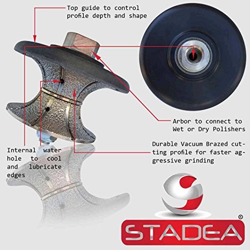 STADEA Diamond Profile Wheel/Profile Grinding Wheel Full Bullnose 20 MM 3/4" high for Grinder Polisher Tile Granite Marble Concrete Shaping/Diamond Profiling - Image 4