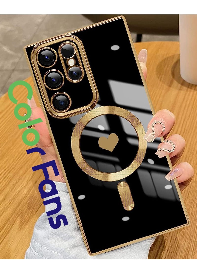 Color Fans - Magnetic Case for Samsung Galaxy S22 Ultra Support Magsafe Charging Luxury Plating Electroplate Elegant Shockproof Slim Phone Case Black - Image 1