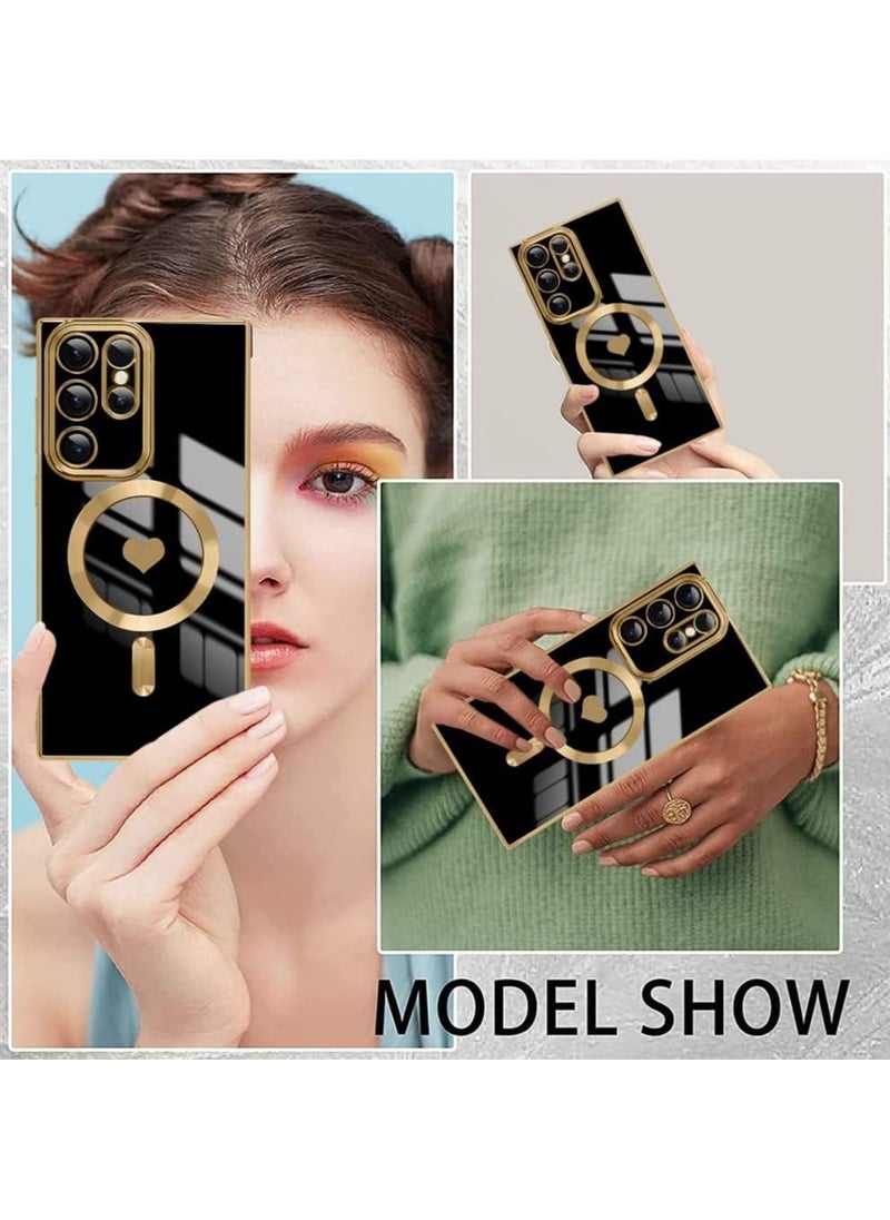 Color Fans - Magnetic Case for Samsung Galaxy S22 Ultra Support Magsafe Charging Luxury Plating Electroplate Elegant Shockproof Slim Phone Case Black - Image 1