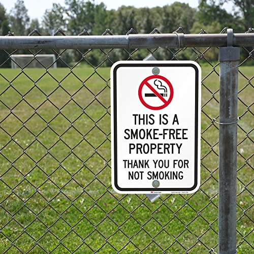 SmartSign "This Is A Smoke-Free Property, Thank You For Not Smoking" Sign | 12" x 18" 3M Engineer Grade Reflective Aluminum - Image 3