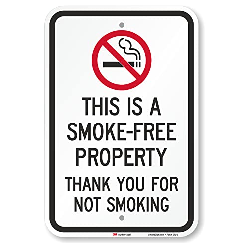 SmartSign "This Is A Smoke-Free Property, Thank You For Not Smoking" Sign | 12" x 18" 3M Engineer Grade Reflective Aluminum - Image 1