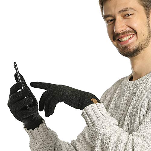 ViGrace Winter Touchscreen Gloves for Men & Women with 3 Fingers Dual-layer Touch Screen Warm Lined Anti-Slip Thermal Knit Driving Texting Glove(Dark Gray, Medium - Image 5