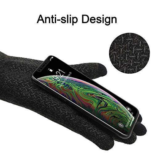 ViGrace Winter Touchscreen Gloves for Men & Women with 3 Fingers Dual-layer Touch Screen Warm Lined Anti-Slip Thermal Knit Driving Texting Glove(Dark Gray, Medium - Image 3