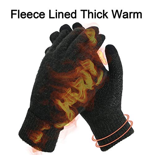 ViGrace Winter Touchscreen Gloves for Men & Women with 3 Fingers Dual-layer Touch Screen Warm Lined Anti-Slip Thermal Knit Driving Texting Glove(Dark Gray, Medium - Image 4