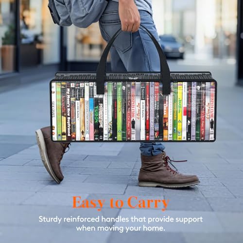 Lifewit DVD Storage Bags 6 Pack, Clear PVC DVD Case Holder with Handles, Front Window Zipper Design, Stackable Media Organizer for Blu Ray Disc, Movie Cases, VHS Box, Hold 210 Pcs DVDs (35 Each) - Image 5