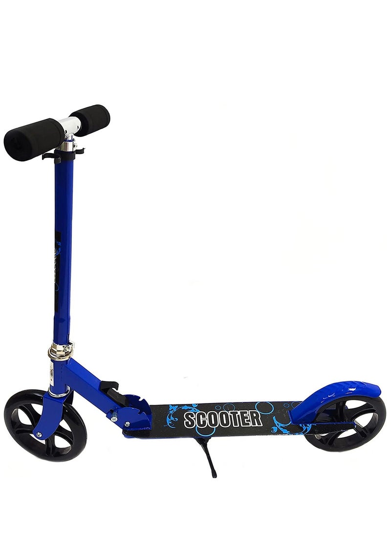 Scooter Ports - FunZz Scooter for Kids Ages 6-12 and Up and Scooter For Adults, Big Wheels, Adjustable Handle, Rear Fender Brake Foldable Kick Scooters for Teens, Blue - Image 1
