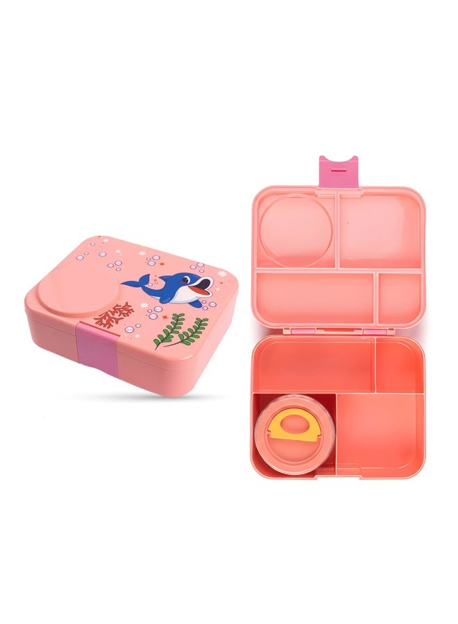 Cocobee Whale Bento Lunch Box With Food Jar, 4 Compartments - Pink - Image 1