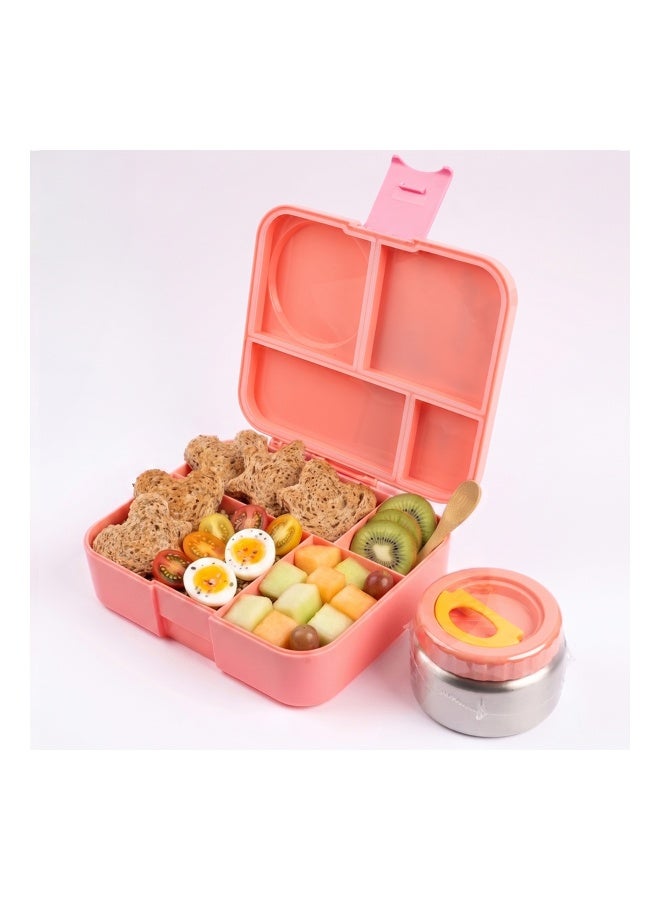 Cocobee Whale Bento Lunch Box With Food Jar, 4 Compartments - Pink - Image 4
