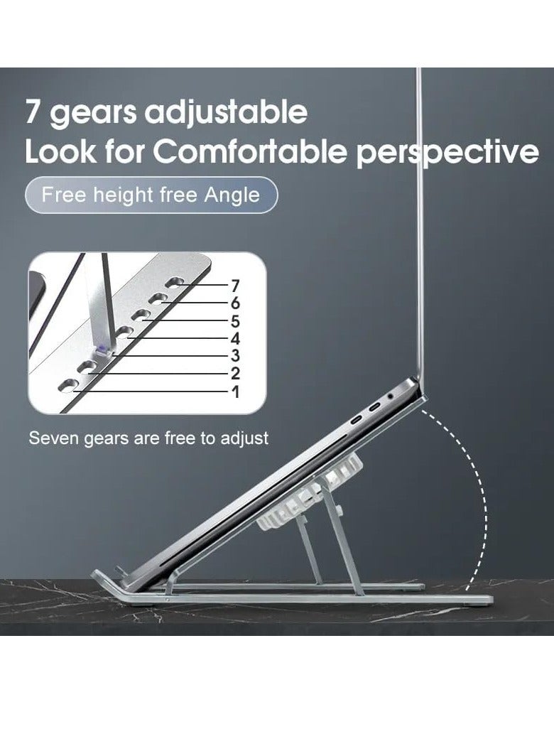 "Laptop Stand for Desk with Cooling Pad & Fan - 7 Levels Adjustable Aluminium Laptop Holder & Notebook Riser for MacBook Pro/Air, HP, Lenovo, Sony, Dell, More 10-15.6” Laptops (Silver)" - Image 4