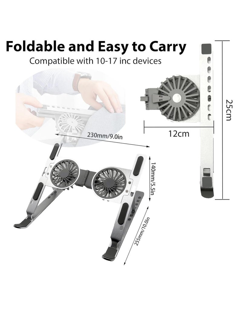 "Laptop Stand for Desk with Cooling Pad & Fan - 7 Levels Adjustable Aluminium Laptop Holder & Notebook Riser for MacBook Pro/Air, HP, Lenovo, Sony, Dell, More 10-15.6” Laptops (Silver)" - Image 5