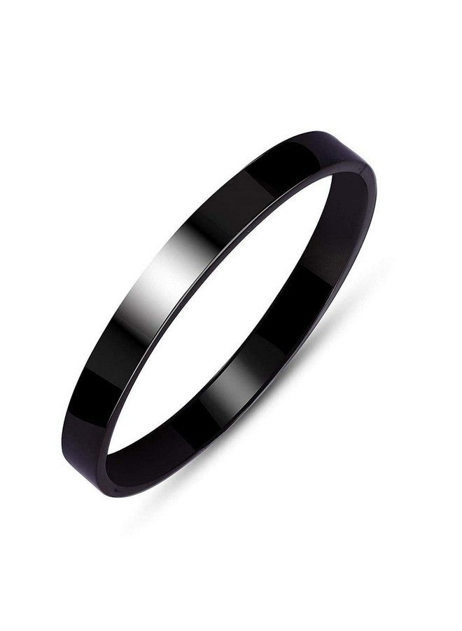 Okos Men's Fashion Jewellery Pack of 2 Black and Rhodium Finish High Polished Stylish Stainless Steel Kada Style Bracelet Combo Set For Boys and Men BR1000049COM - Image 3