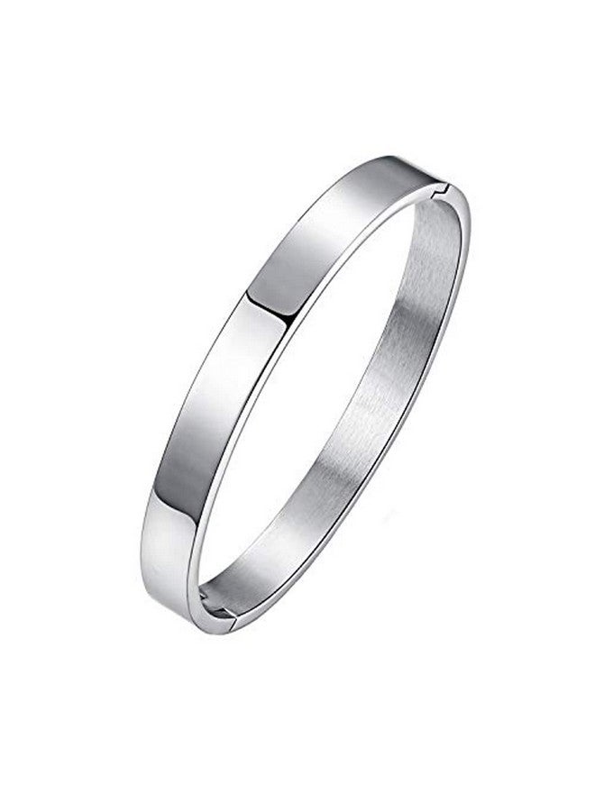 Okos Men's Fashion Jewellery Pack of 2 Black and Rhodium Finish High Polished Stylish Stainless Steel Kada Style Bracelet Combo Set For Boys and Men BR1000049COM - Image 2