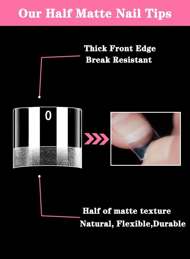 Namgznso Extra Short Square Nail Tips, 240pcs Half Matte Square French Nail Tips Short Half Cover Fake Nails, 12 Sizes No C Curve Nails Tips for Acrylic Nails Professional at Home DIY and Nail Salons - Image 4