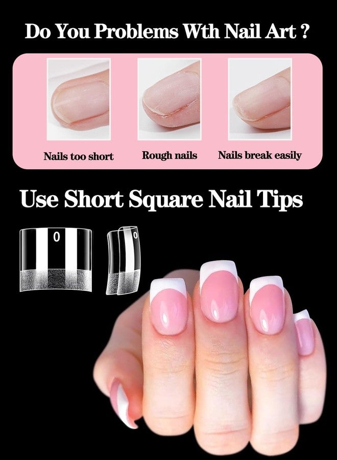 Namgznso Extra Short Square Nail Tips, 240pcs Half Matte Square French Nail Tips Short Half Cover Fake Nails, 12 Sizes No C Curve Nails Tips for Acrylic Nails Professional at Home DIY and Nail Salons - Image 2