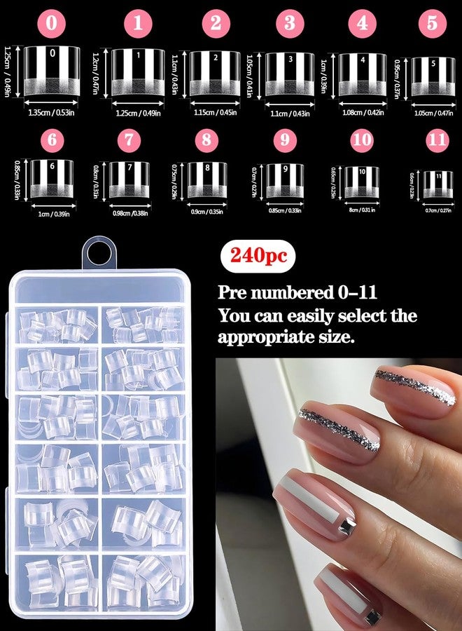Namgznso Extra Short Square Nail Tips, 240pcs Half Matte Square French Nail Tips Short Half Cover Fake Nails, 12 Sizes No C Curve Nails Tips for Acrylic Nails Professional at Home DIY and Nail Salons - Image 5