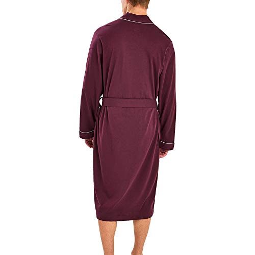 HOLOVE Mens Cotton Big and Tall Robes Lightweight with Handy Pockets Spa Bathrobes (Burgundy S/M) - Image 2
