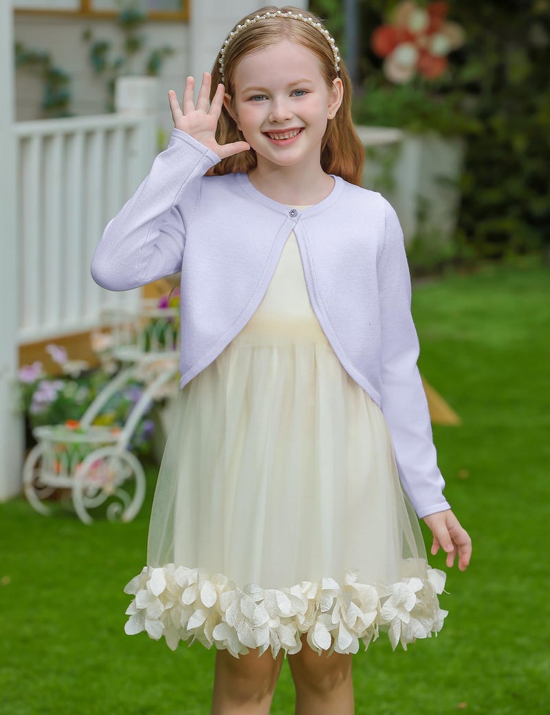 Yekaty Sweaters for Girls Open Front White Cardigan for Girls Bolero Shrugs for Sweaters for Girl 10-12 Kids Back to School Clothes - Image 2