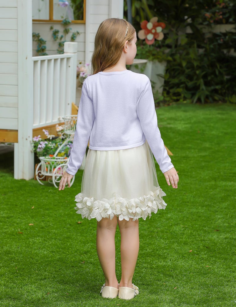 Yekaty Sweaters for Girls Open Front White Cardigan for Girls Bolero Shrugs for Sweaters for Girl 10-12 Kids Back to School Clothes - Image 5
