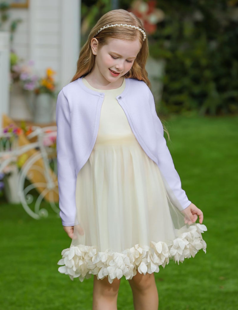 Yekaty Sweaters for Girls Open Front White Cardigan for Girls Bolero Shrugs for Sweaters for Girl 10-12 Kids Back to School Clothes - Image 3