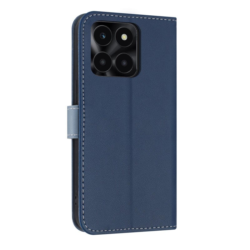 erorex For Honor X6c 4G Metal Bow Leather Phone Case with Hand Strap(Dark Blue) - Image 3