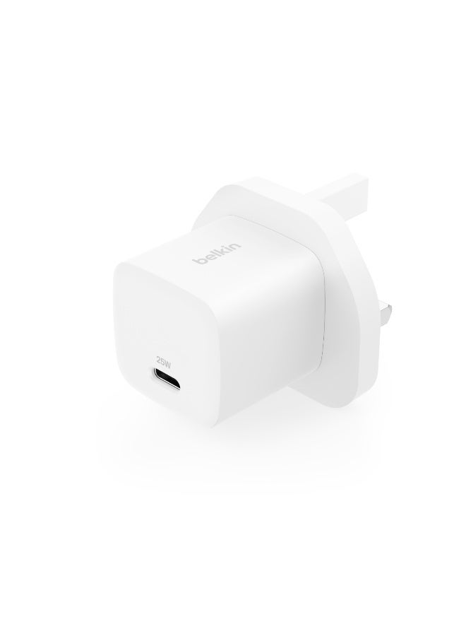 USB-C Plug 25W - USB-C Phone Charger PD 3.0 Fast Charging with PPS for Apple iPhone 17, iPhone Air, iPhone 16, Samsung Galaxy S25, Pixel 10, Nintendo Switch, & More - White