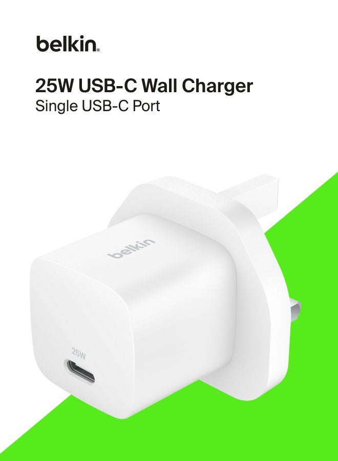 بيلكين موصل USB-C 25 واط - شاحن هاتف USB-C PD 3.0 للشحن السريع مع PPS لأبل آيفون 17، آيفون إير، آيفون 16، سامسونج جالاكسي S25، بيكسل 10، نينتندو سويتش، والمزيد -  - Image 1